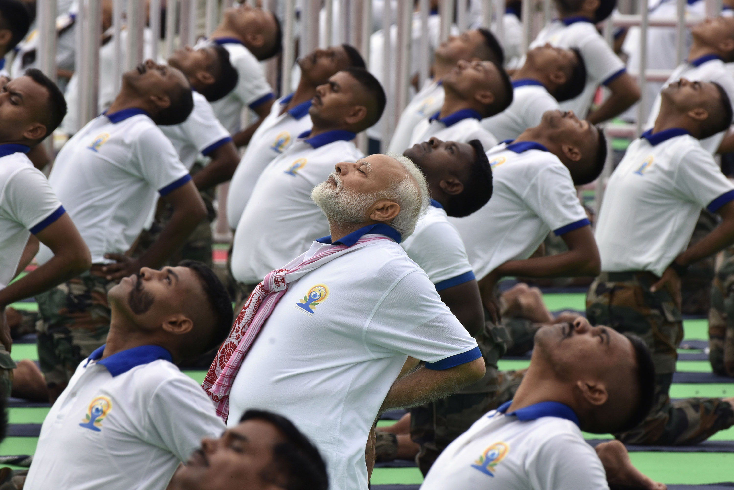 Le Premier ministre indien Marendra Modi lors d'une séance de Yoga en 2019
