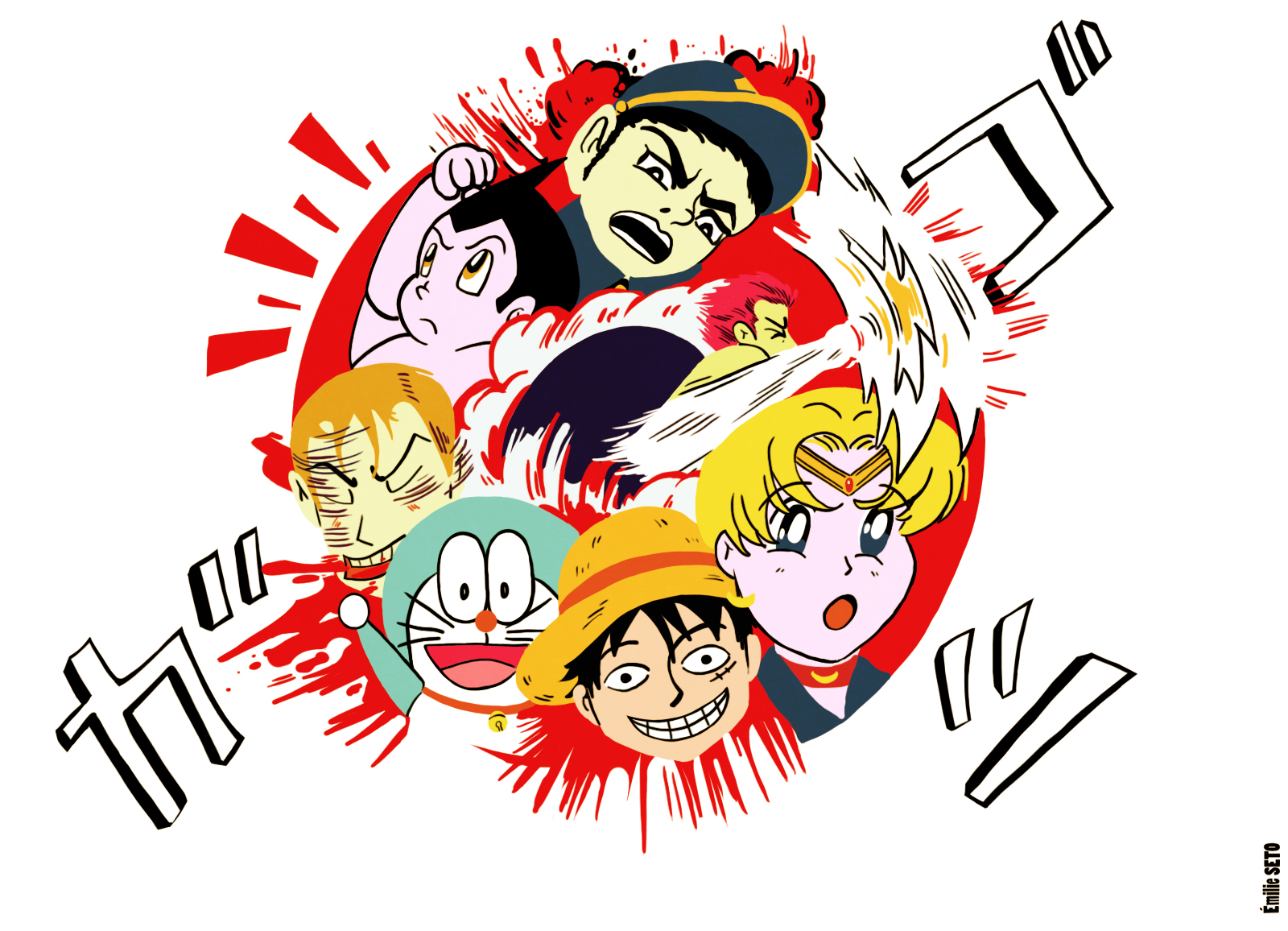 Illustration de plusieurs personnes de mangas japonais