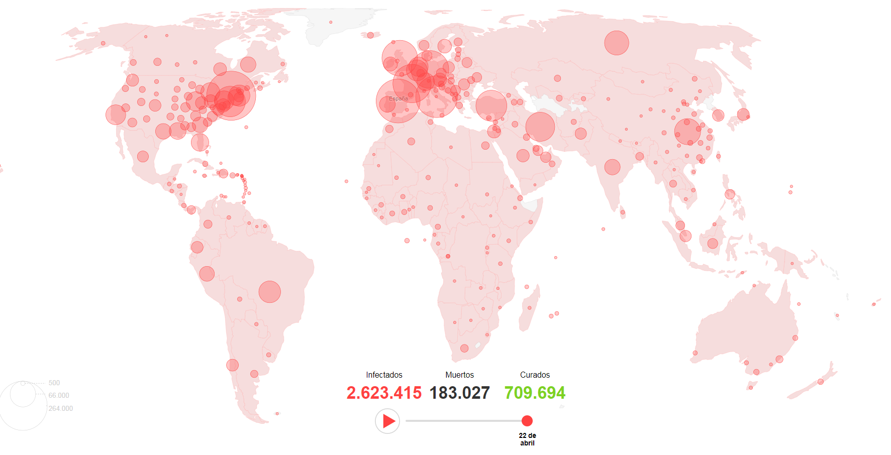 Carte interactive de la pandémie de Covid-19 sur le site d'El Pais