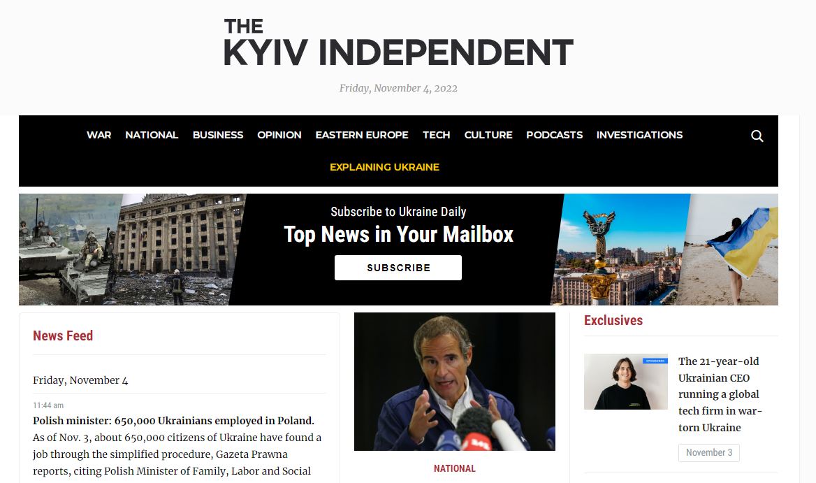 Le Kyiv Independant compte plus de deux millions d'abonnés à son compte Twitter (capture d'écran).