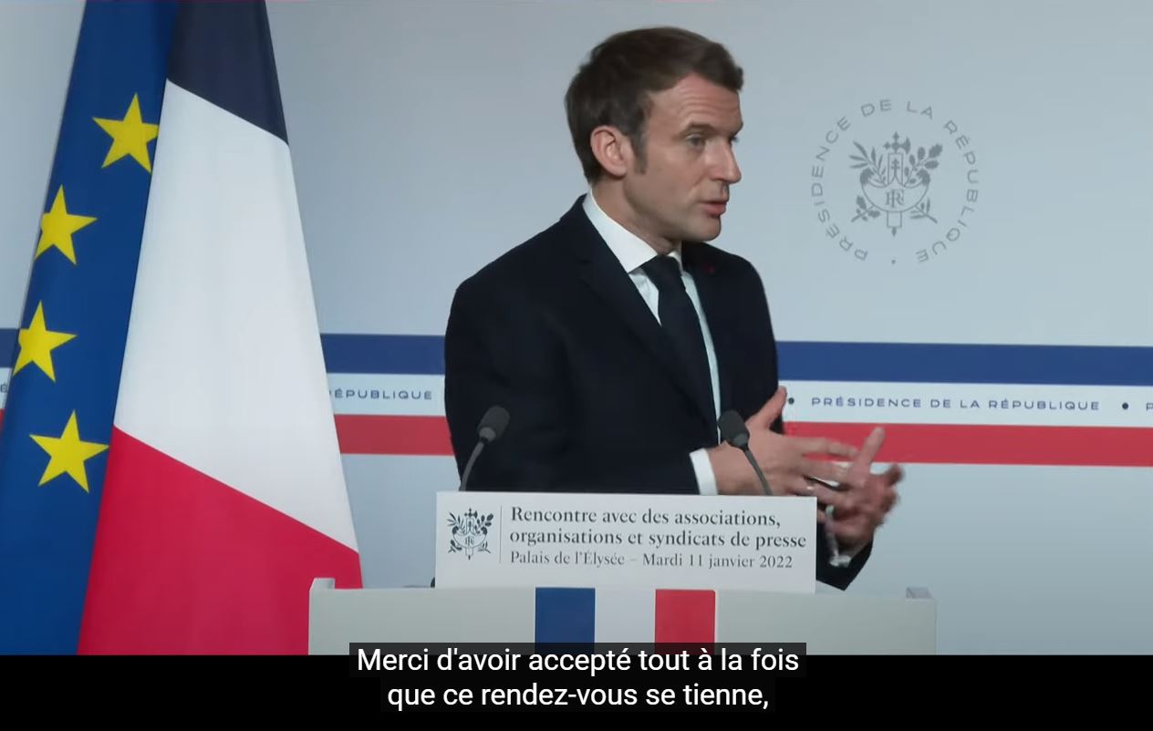 Emmanuel Macron présente ses vœux à la presse l'an passé, le 11 janvier 2022