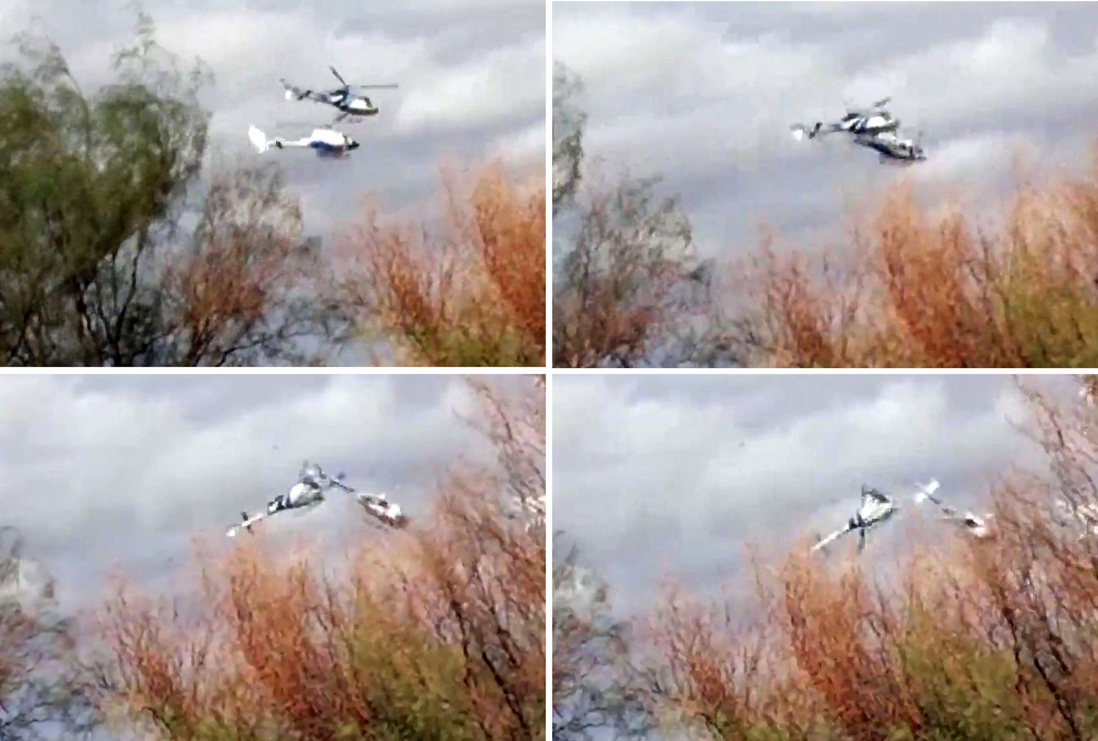 Montage de la collision entre les deux hélicoptères de tournage au Nord de l'Argentine, le 9 mars 2015.