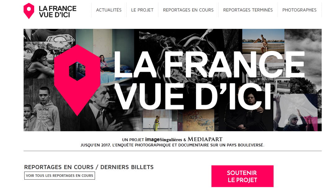 Capture d'écran de la page d'accueil de La France VUE D'ICI. Avec l'aimable autorisation de l'association CéTàVOIR.