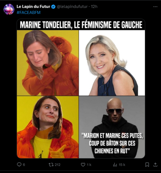 Lapin du futur partage un meme moquant Marine Tondelier.