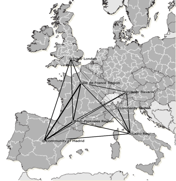 Les clusters de la technologie GNSS. Source : Balland, Suire, Vicente, 2013.